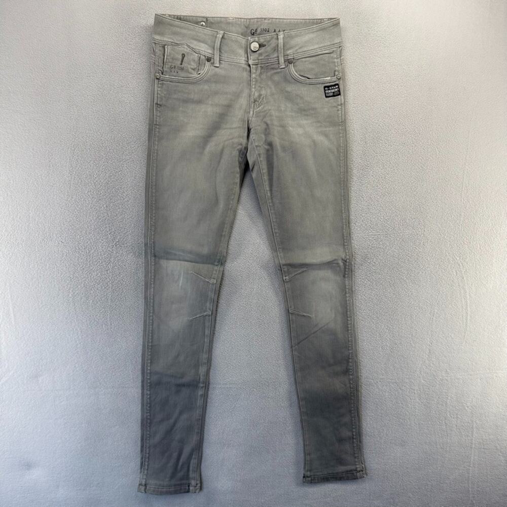 G Star Jeans Women's 28x34 Fits 30x34 Gray Fender Skinny Faded Denim Cotton